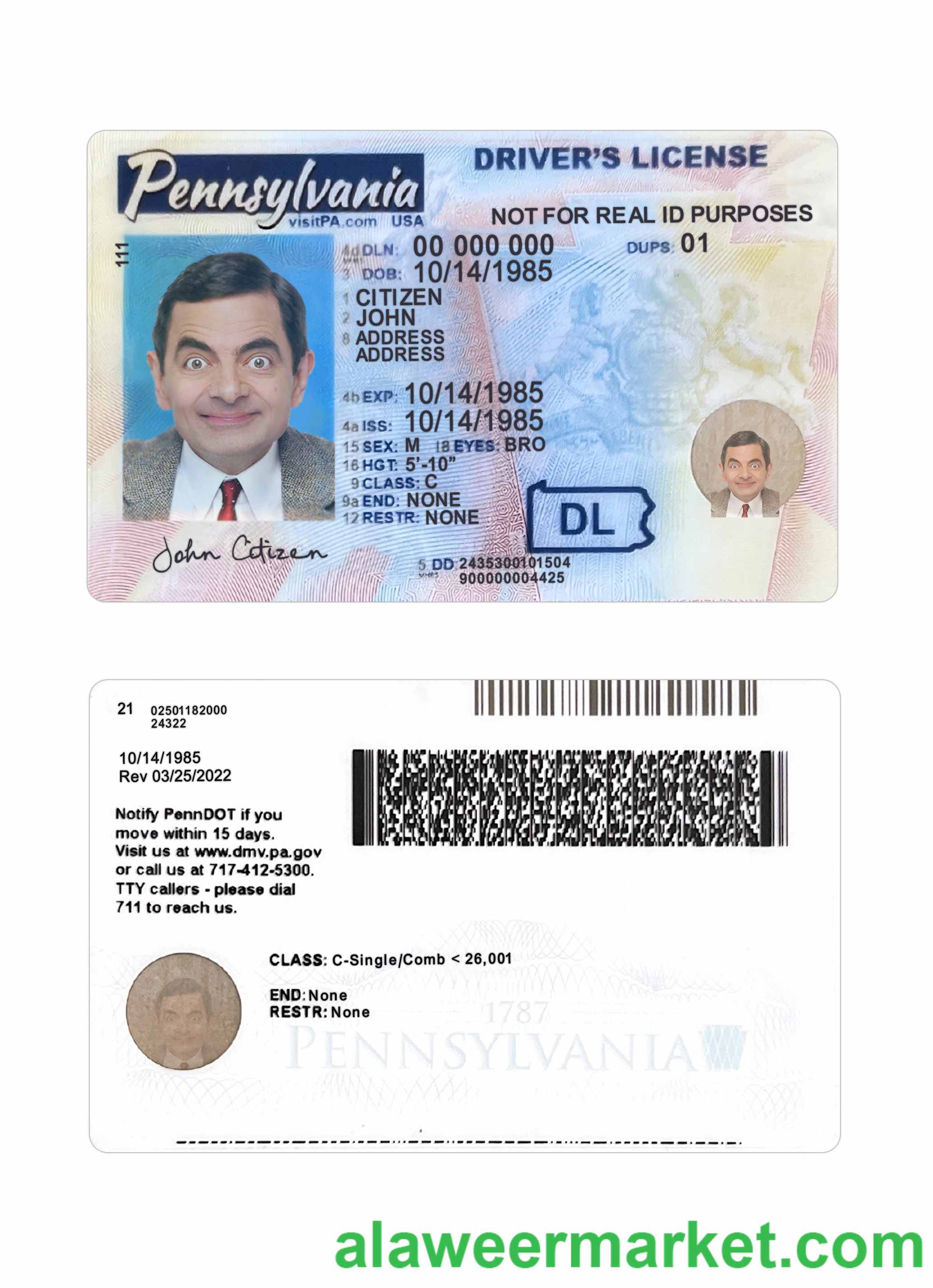 USA Pennsylvania driving license 2024-present